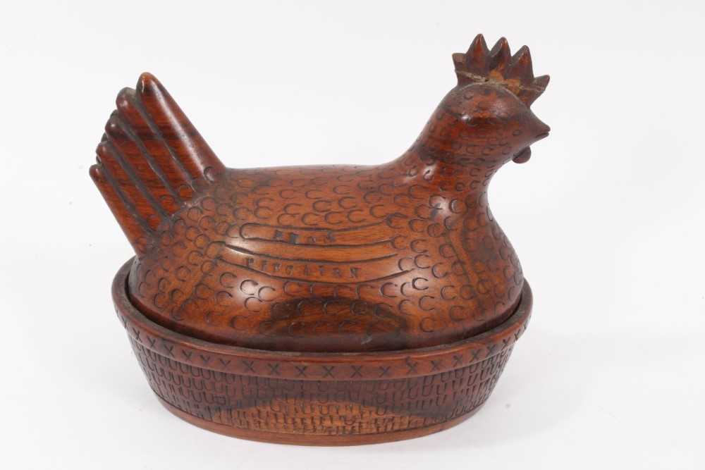 Unusual Pitcairn Island carved wooden hen - Image 2 of 9