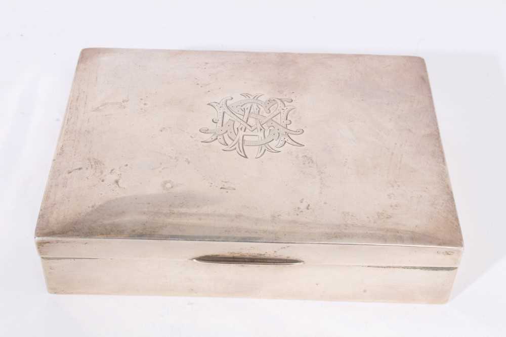 Late Victorian silver playing card box of rectangular form.