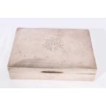 Late Victorian silver playing card box of rectangular form.