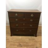 George IV mahogany chest of two short and three long drawers, with oval brass handles, parquetry cro