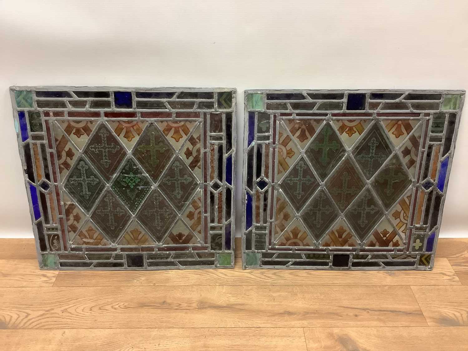 Two stained glass 19th century cut and leaded glass panels - Image 9 of 10