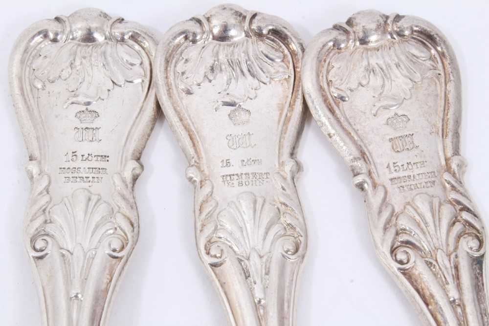 Six Early 19th Century German Silver Table Spoons, modified Kings pattern with fluted stems, from th - Image 5 of 8