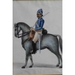 Pair of 19th century Indian School watercolours - Officers on Horseback, 20cm x 14.5cm, in glazed gi