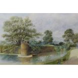 William John Wilcox (1839-1928) watercolour - The Moat, Bishops Palace, Wells, 19.5cm x 22.5cm, in g