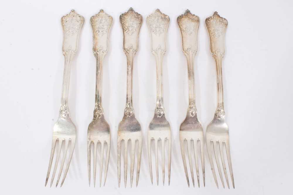 Six Late 19th/early 20th Century German Silver Dinner Forks, Rococo pattern, from the Royal Prussian