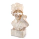 Good late 19th / early 20th century carved alabaster bust of young Italian girl