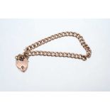 Edwardian 9ct rose gold curb link bracelet with padlock clasp