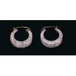 Pair of diamond hoop earrings, each with a double-sided hoop of pavé set old cut diamonds in white g