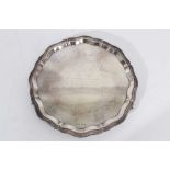 Contemporary silver salver with pie crust border.