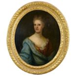 English School, 18th century, oval oil on canvas - portrait of a lady, named verso as Anne of Cheste