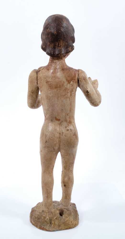 Antique Spanish, believed early nineteenth century, carved wood and gesso polychrome painted figure - Image 3 of 4