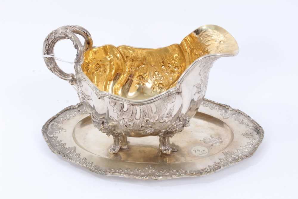 Late 19th Century German Silver Sauce Boat from the Royal Prussian Collection, of oval form with ree - Image 3 of 5