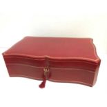 Good quality Italian red leather jewllery box with key