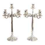 Pair of Swedish silver plated four branch candelabra