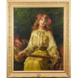 Antonio Torres Fuster (1874-1945) Orientalist portrait girl with instrument