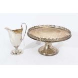 1920s silver dish together with a weighted silver cream jug