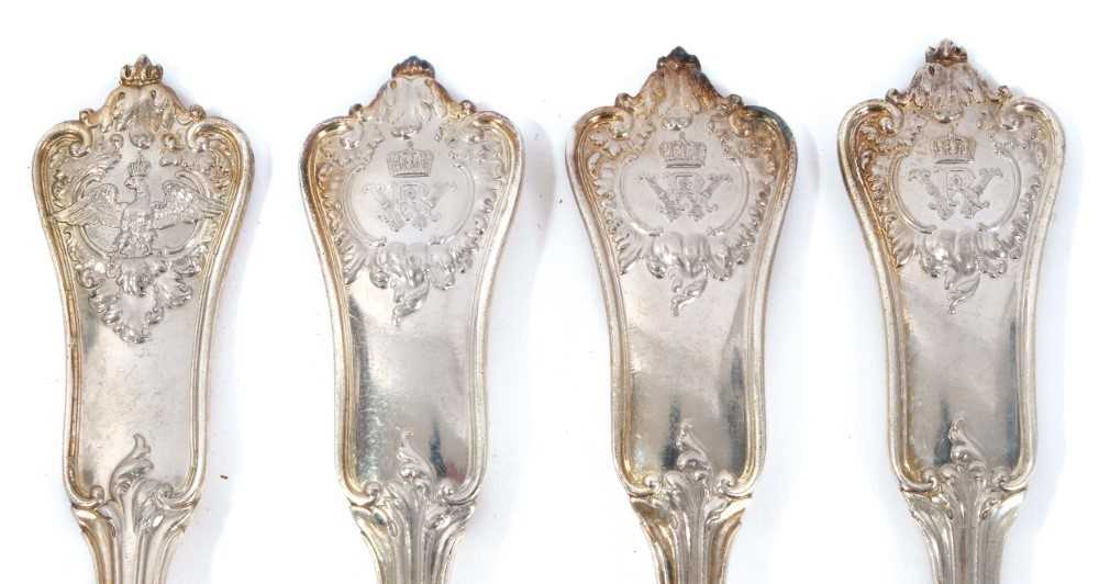 Six Late 19th/early 20th Century German Silver Dinner Forks, Rococo pattern from the Royal Prussian - Image 2 of 3