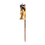 19th century gold and diamond novelty stick pin in the form of a hand holding a rose cut diamond, th