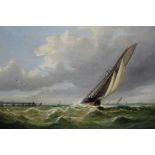 Charles Broome, 19th century, oil on canvas - Schooner Yacht off Southend, monogrammed and dated '78