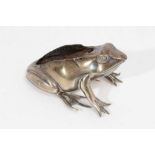 Edwardian silver pin cushion in the form of a frog