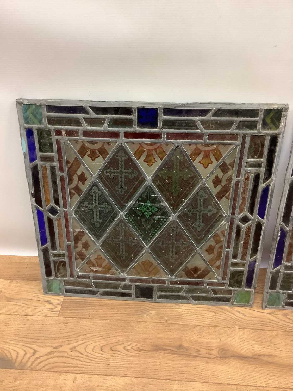 Two stained glass 19th century cut and leaded glass panels - Image 6 of 10