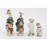 Four continental porcelain scent bottles, including a pair of Samson figural examples, a cat and a d