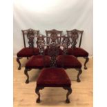 Set of six good quality Chippendale style mahogany dining chairs