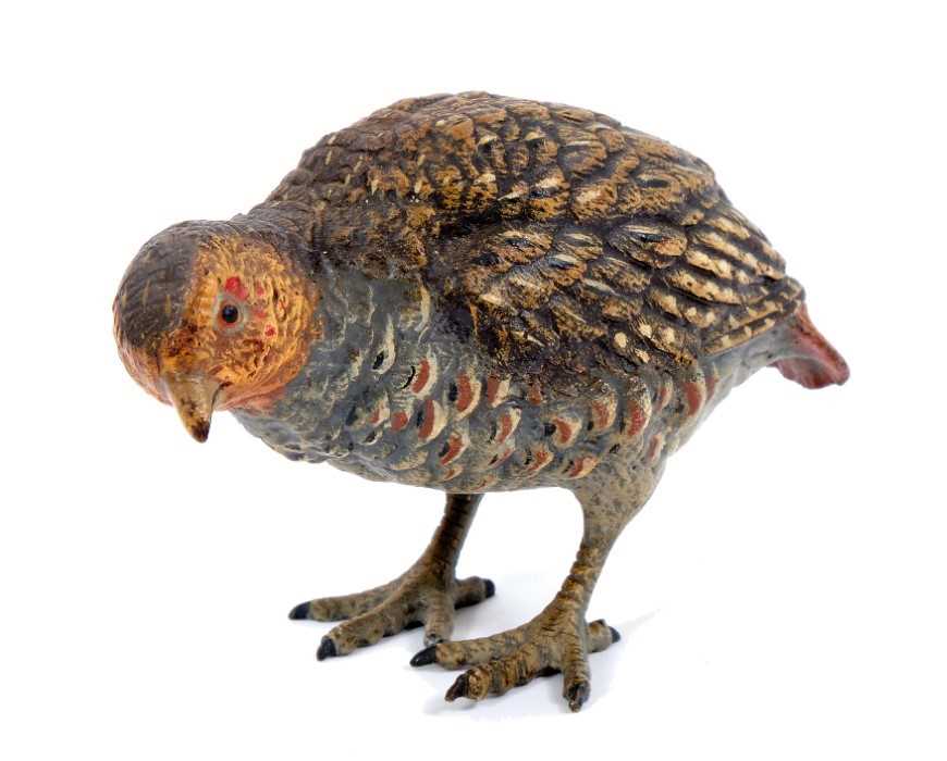 Good quality late 19th. / early 20th century cold painted bronze model of an English Partridge