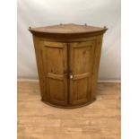 18th century pine bowfront corner cupboard