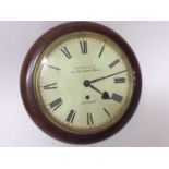 Small 19th century wall clock with painted 8" dial signed Payne & Co, 163 New Bond Street, London, s