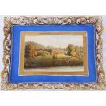 Chamberlain's Worcester card tray, c.1820, painted with a view of Walcot, the seat of Earl Powis, on