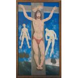 *Francis Plummer (1930-2019) large egg tempera on board - The Crucifixion, signed and dated '56, 243