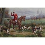 Jacob Haite, 20th century, oil on canvas, A fox hunting scene, signed, in painted frame, 50 x 60cm