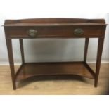 19th century mahogany wash stand, the raised gallery above a single long drawer and tier below, on s