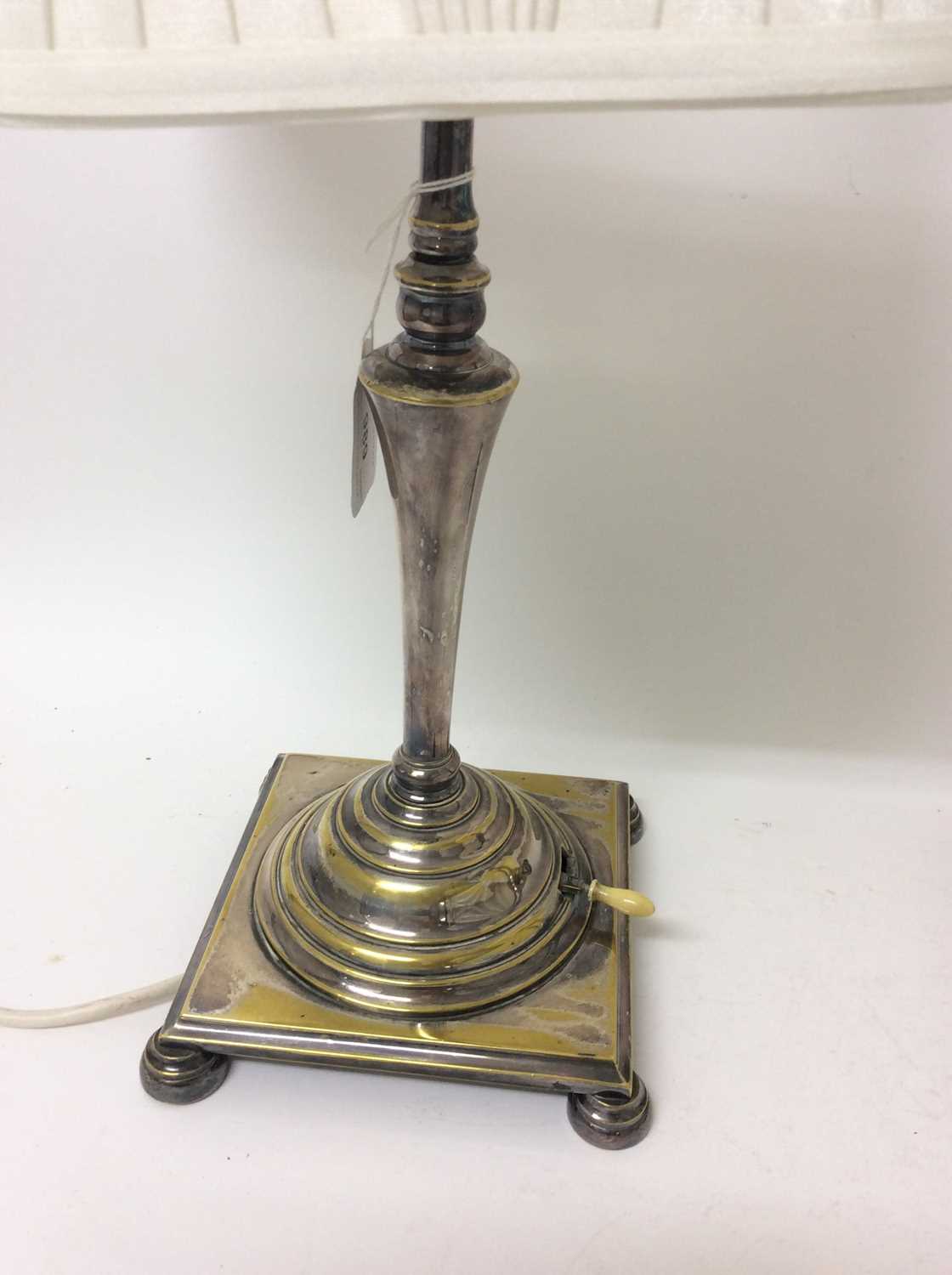 Pair of early 20th century silvered brass table lamps - Image 2 of 7