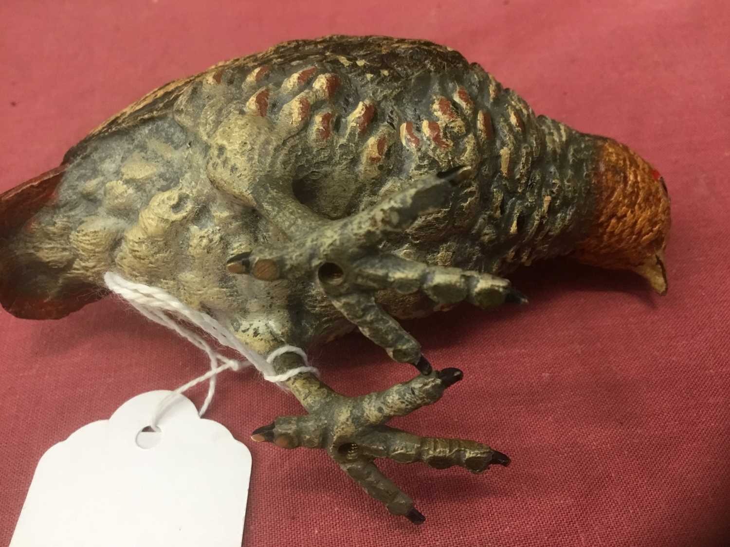 Good quality late 19th. / early 20th century cold painted bronze model of an English Partridge - Image 5 of 7