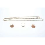 Pair of 9ct gold cufflinks 9ct gold rope twist chain and a gold ring