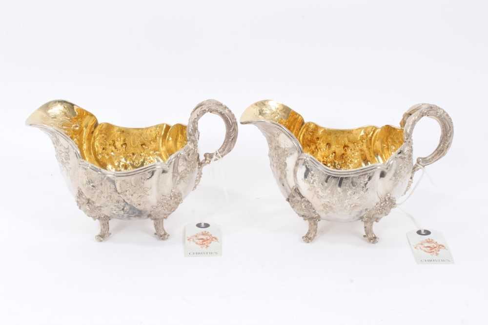 Two Late 19th Century German Silver Sauce Boats of oval form, from the Royal Prussian Collection, wi