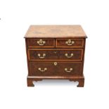 William and Mary oyster veneered chest of drawers of small size