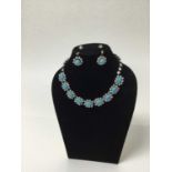 Antique paste and turquoise necklace and earrings in Asprey box