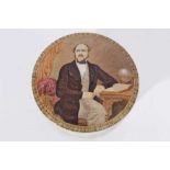 Victorian Prattware pot lid and base printed with a portrait of 'The late Prince Consort' 10.5 cm di