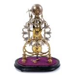 Victorian brass Skeleton clock and key