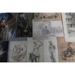 Collection of 18th and 19th century English School watercolours, pencil sketches and other drawings,