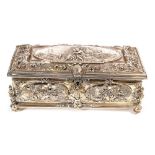 19th Century French Silver plated casket of rectangular form, with decorative cast panels