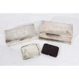 Two 1920s silver cigarette boxes, a silver cigarette case and one other case.