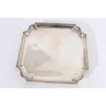 1930s silver card tray of square form, William Comyns & Sons Ltd.