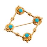 Victorian style 18ct gold and turquoise brooch