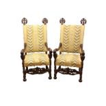 Fine quality pair of style Continental walnut elbow chairs