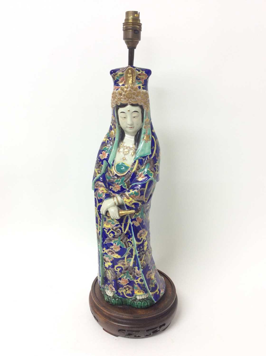 Japanese ceramic figural lamp