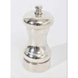 Contemporary silver pepper grinder of capstan form with original box